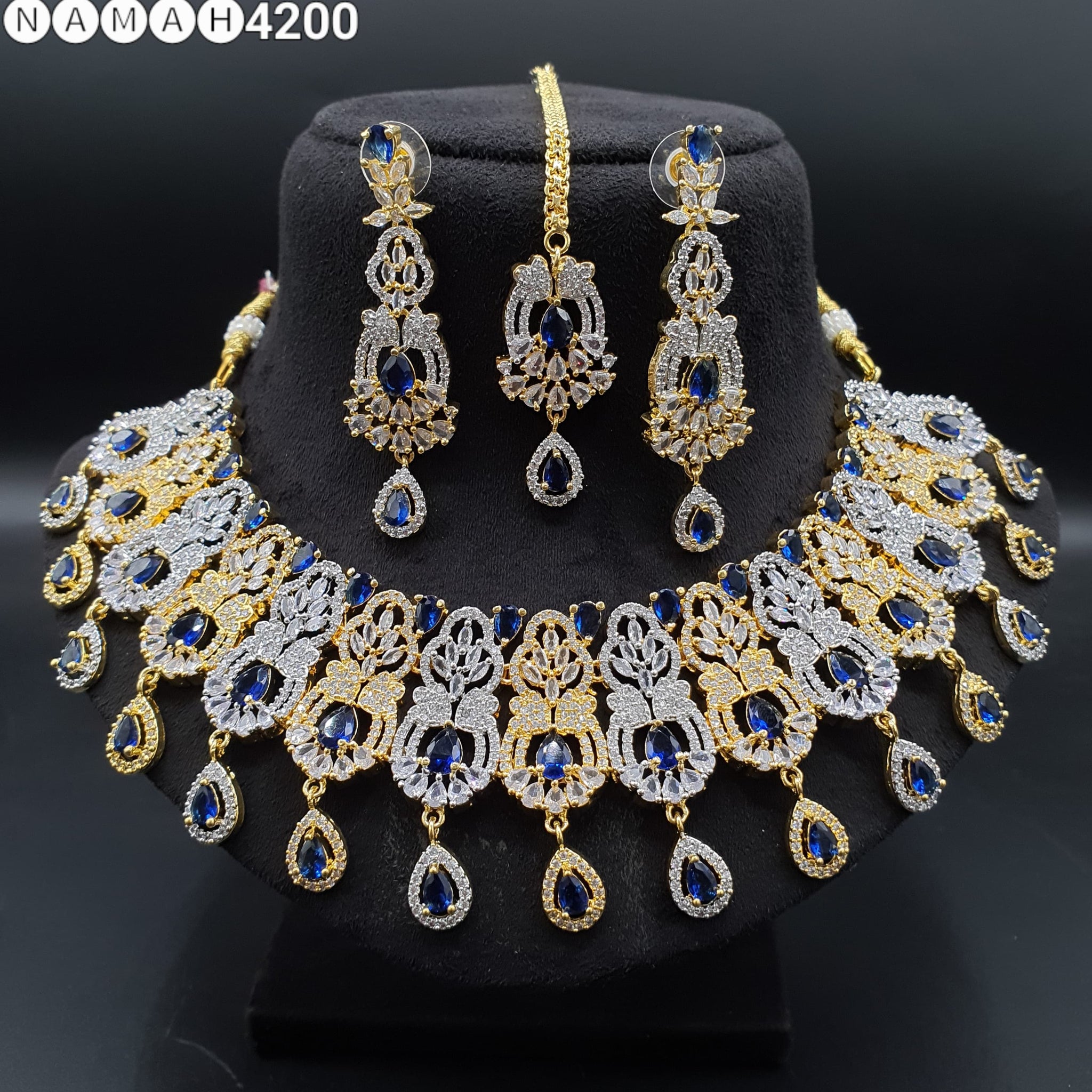 Beautiful American Diamond Padmavat Jewellery Antique Necklace Set with Earrings