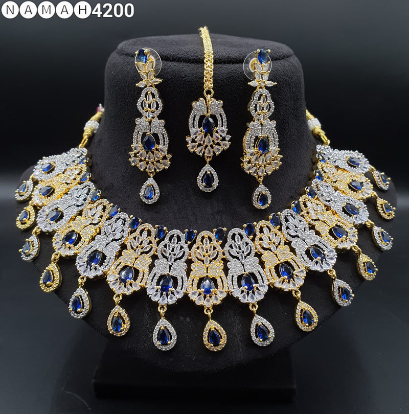 Beautiful American Diamond Padmavat Jewellery Antique Necklace Set with Earrings