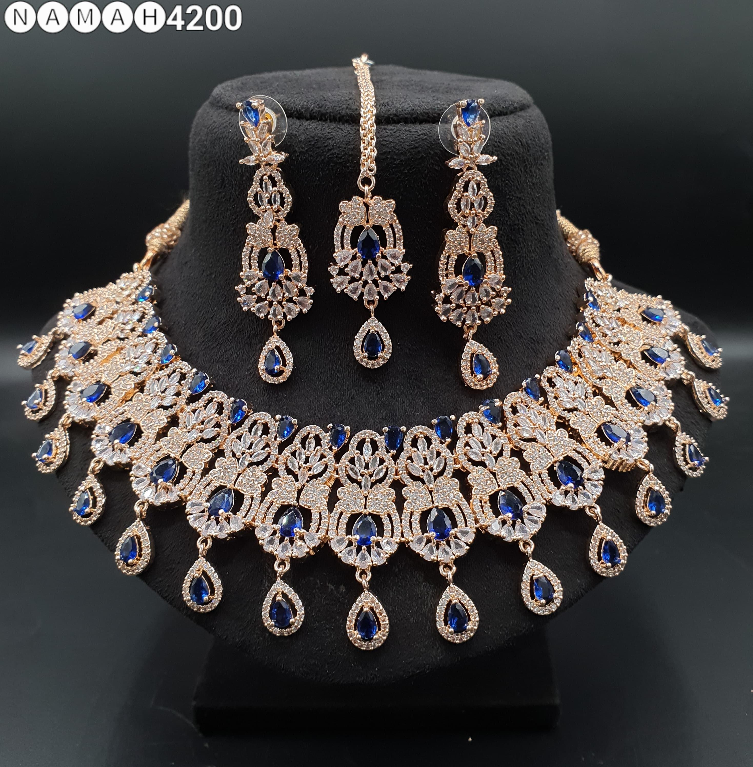 Beautiful American Diamond Padmavat Jewellery Antique Necklace Set with Earrings