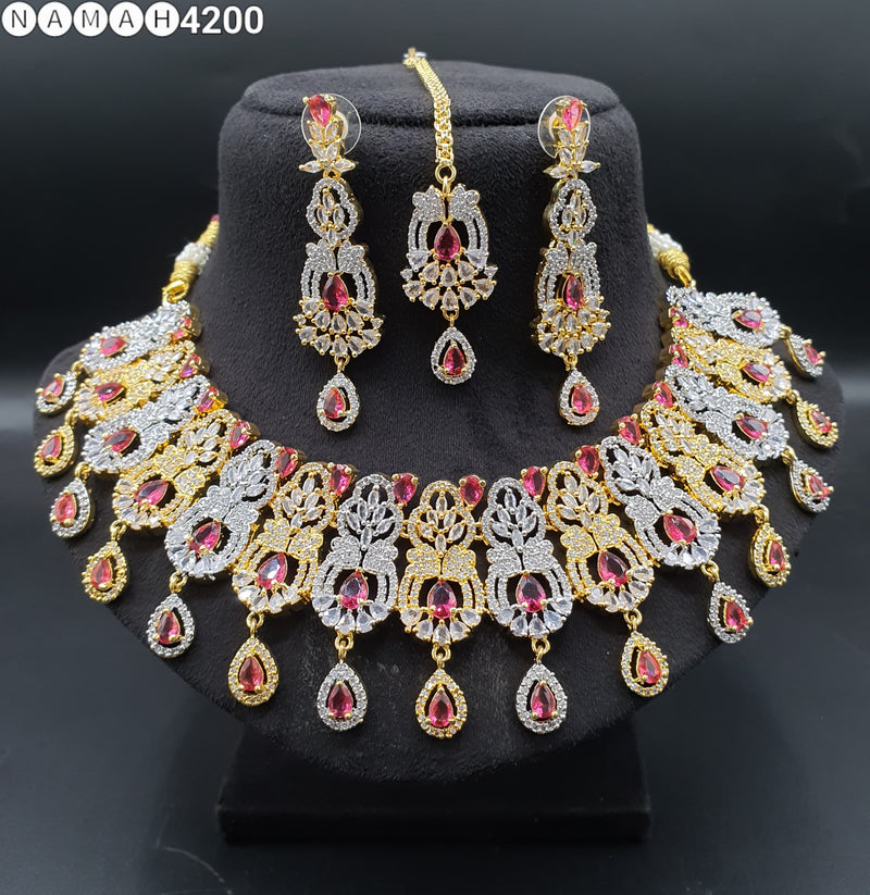 Beautiful American Diamond Padmavat Jewellery Antique Necklace Set with Earrings
