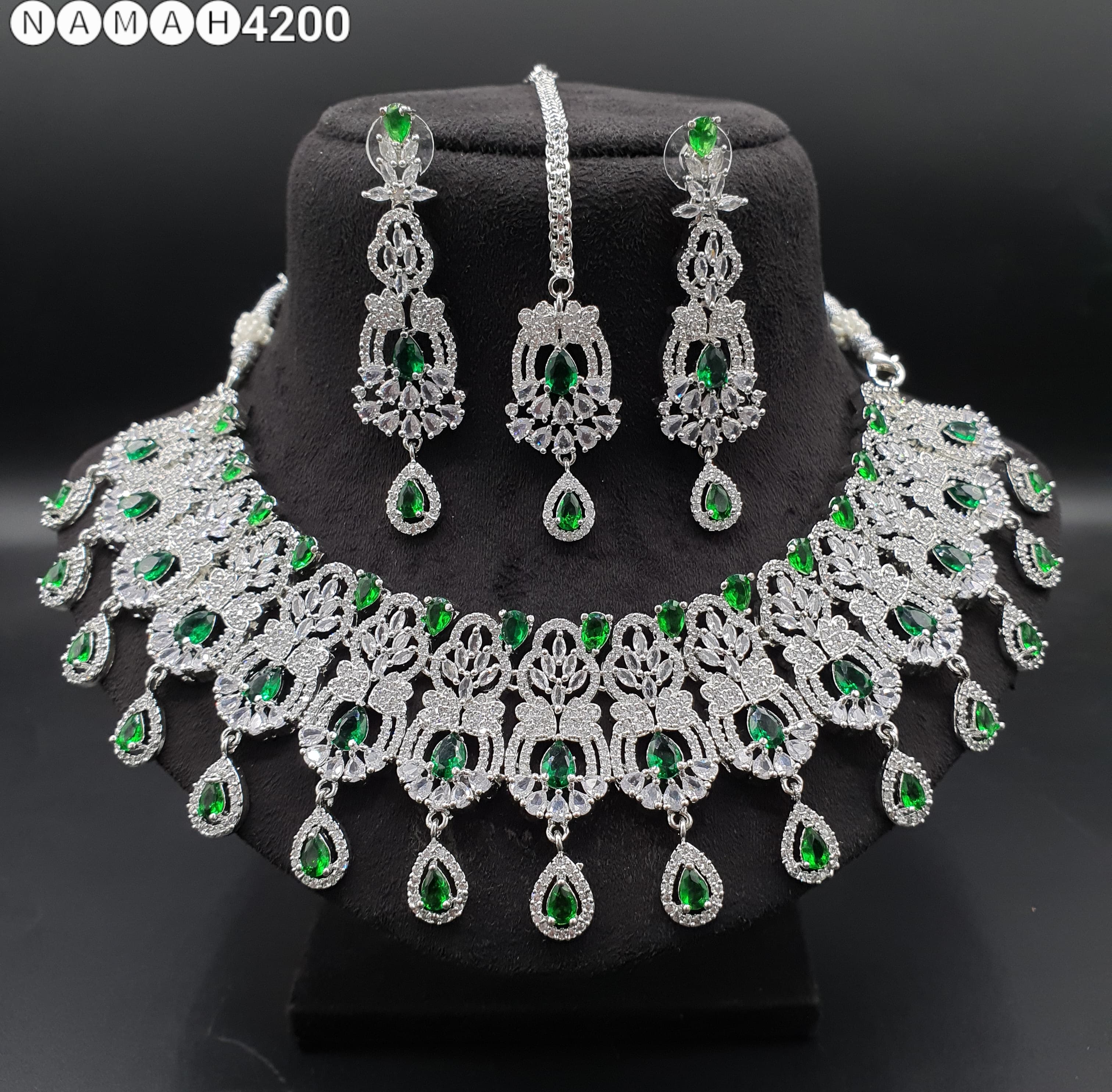 Beautiful American Diamond Padmavat Jewellery Antique Necklace Set with Earrings
