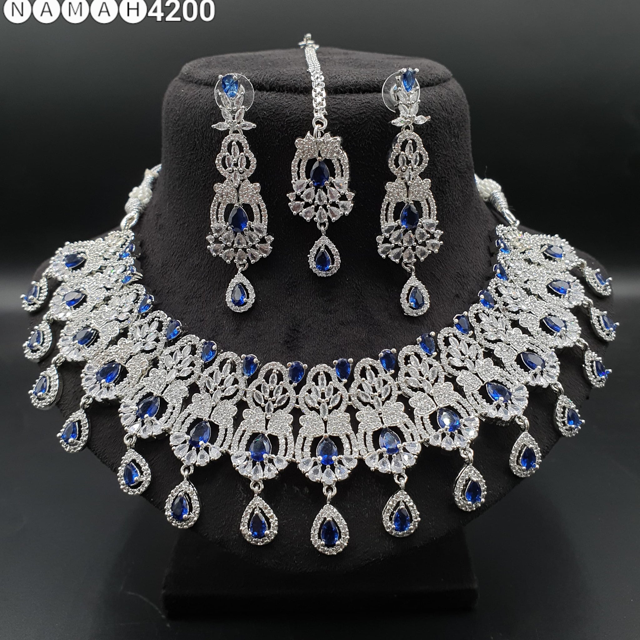 Beautiful American Diamond Padmavat Jewellery Antique Necklace Set with Earrings