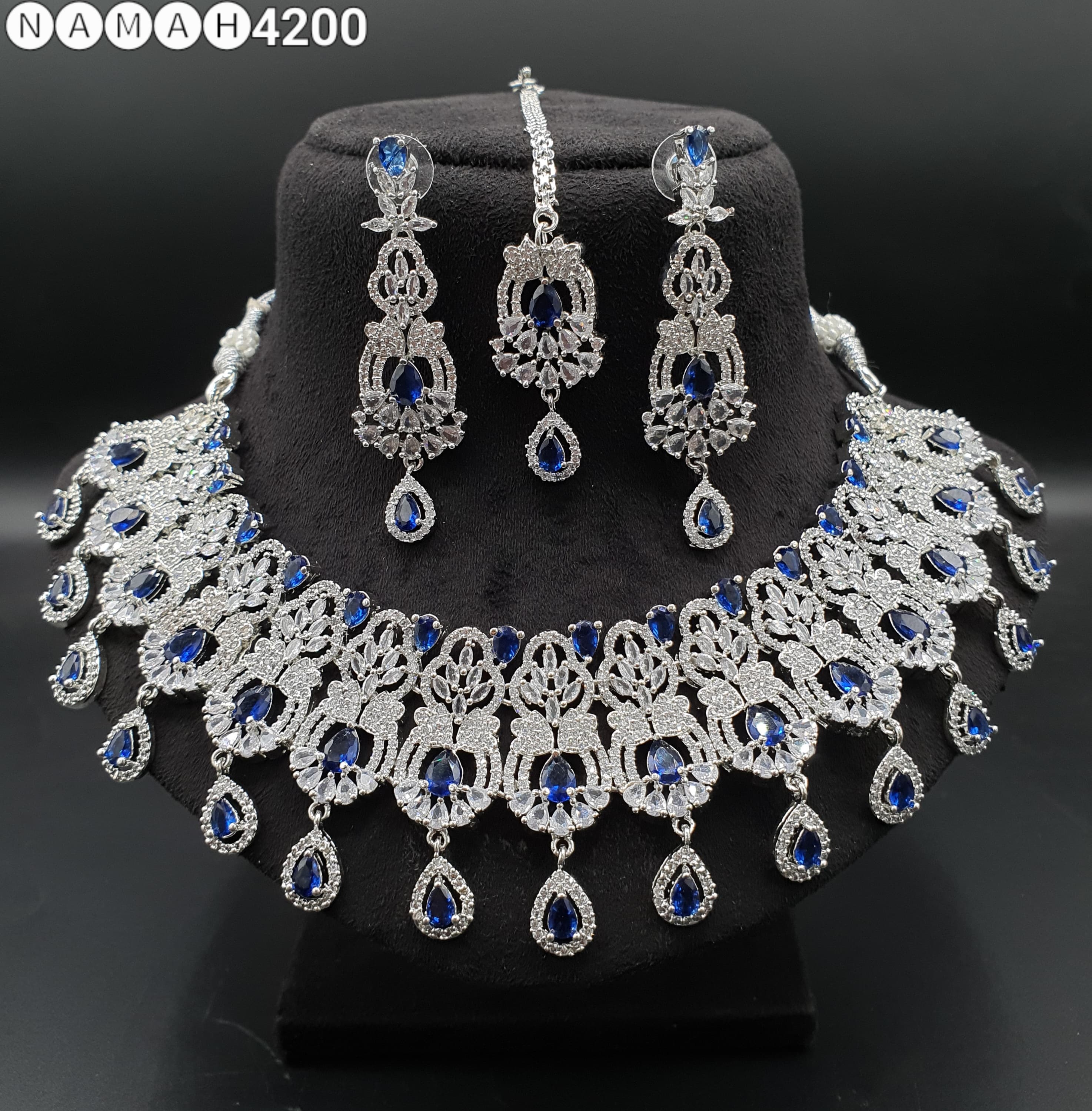 Beautiful American Diamond Padmavat Jewellery Antique Necklace Set with Earrings