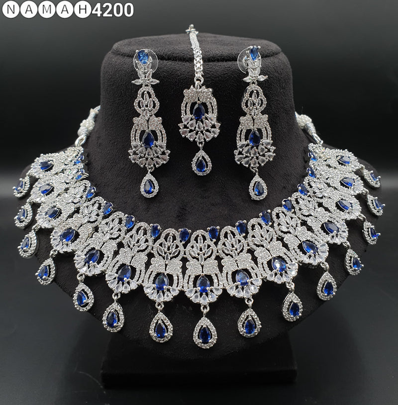 Beautiful American Diamond Padmavat Jewellery Antique Necklace Set with Earrings