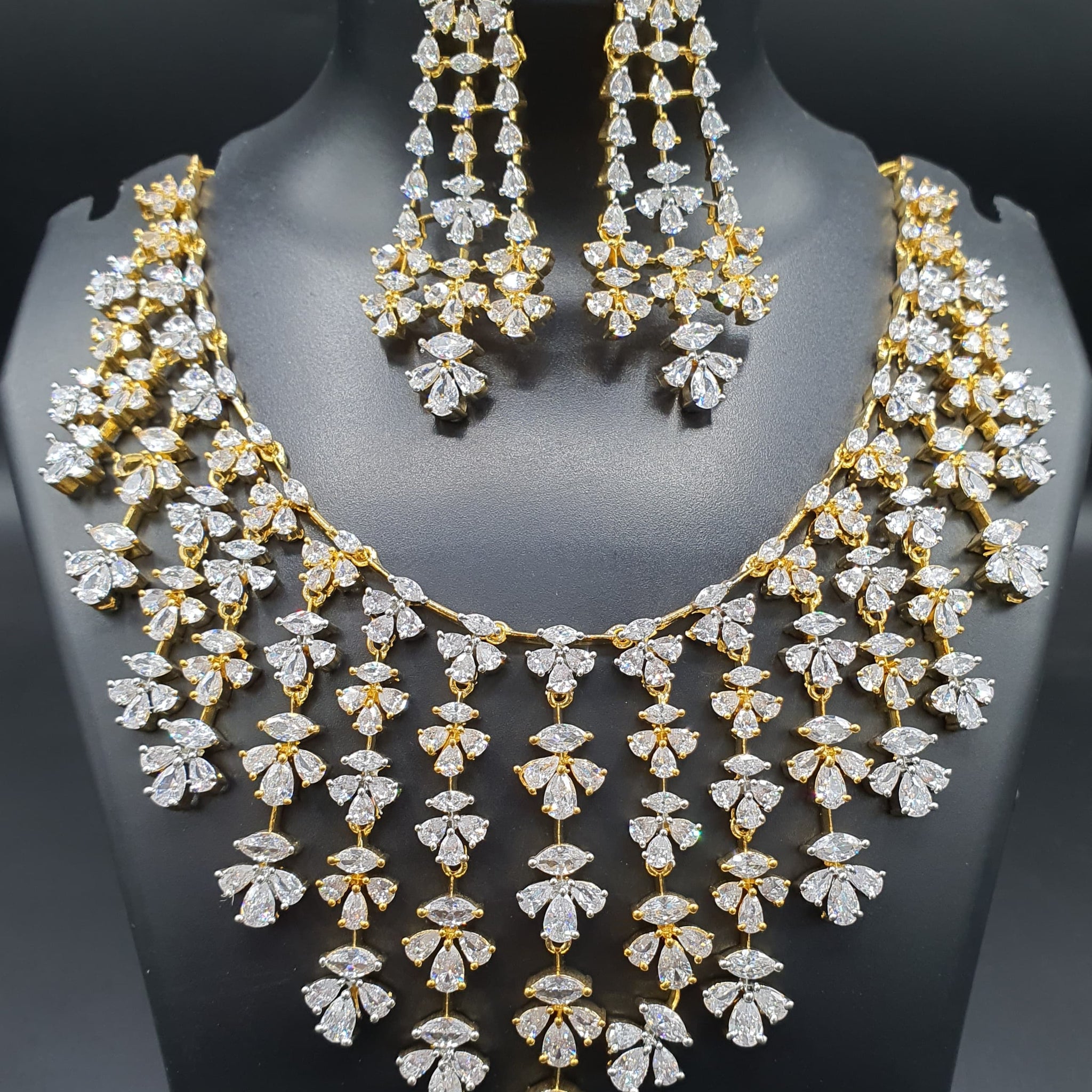 Beautiful American Diamond Padmavat Jewellery Antique Necklace Set with Earrings