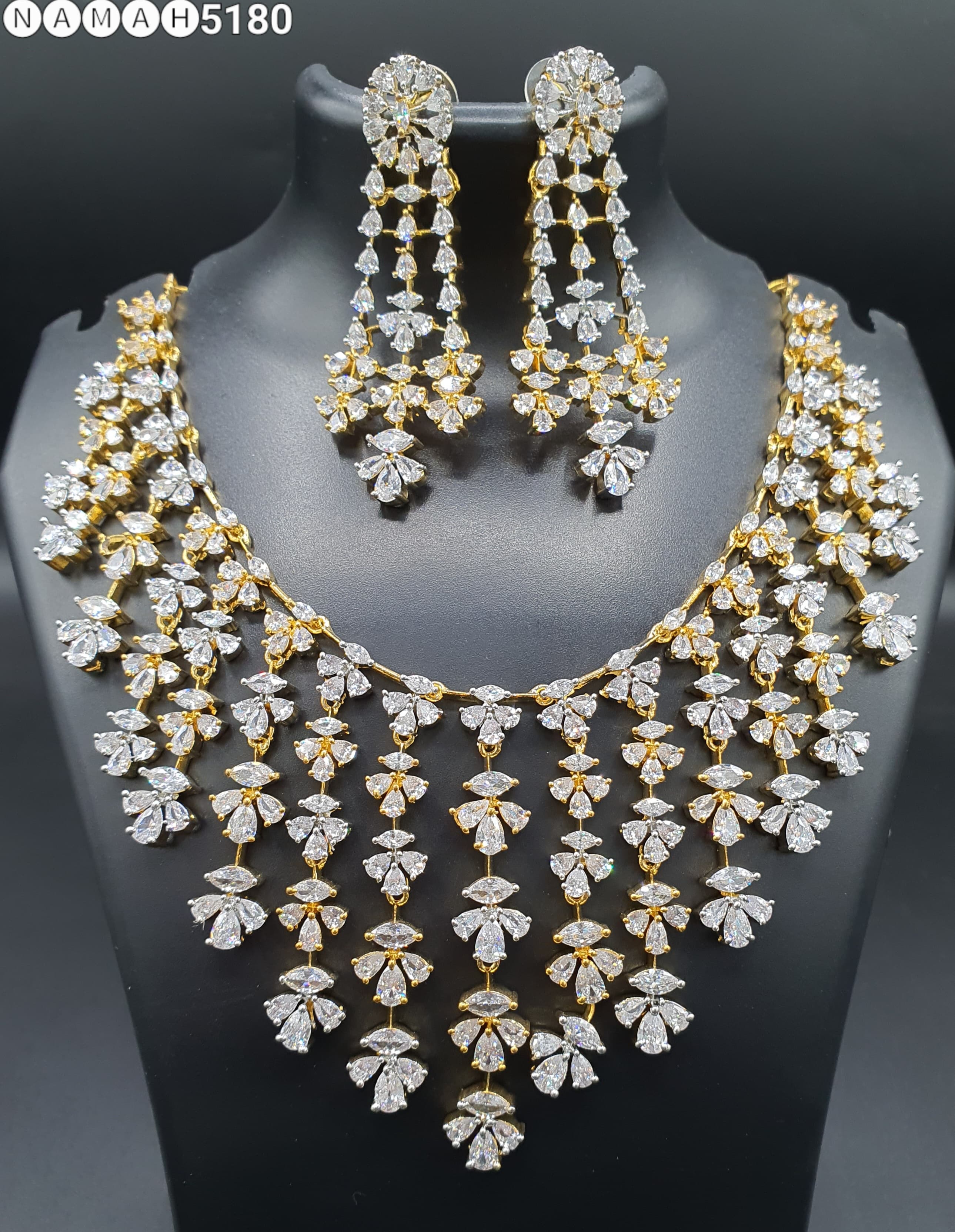 Beautiful American Diamond Padmavat Jewellery Antique Necklace Set with Earrings