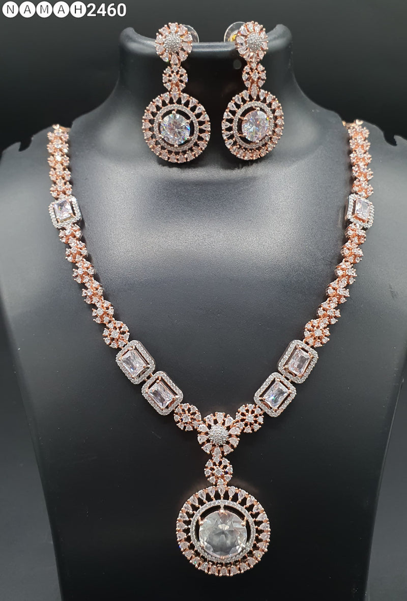 Beautiful American Diamond Padmavat Jewellery Antique Necklace Set with Earrings