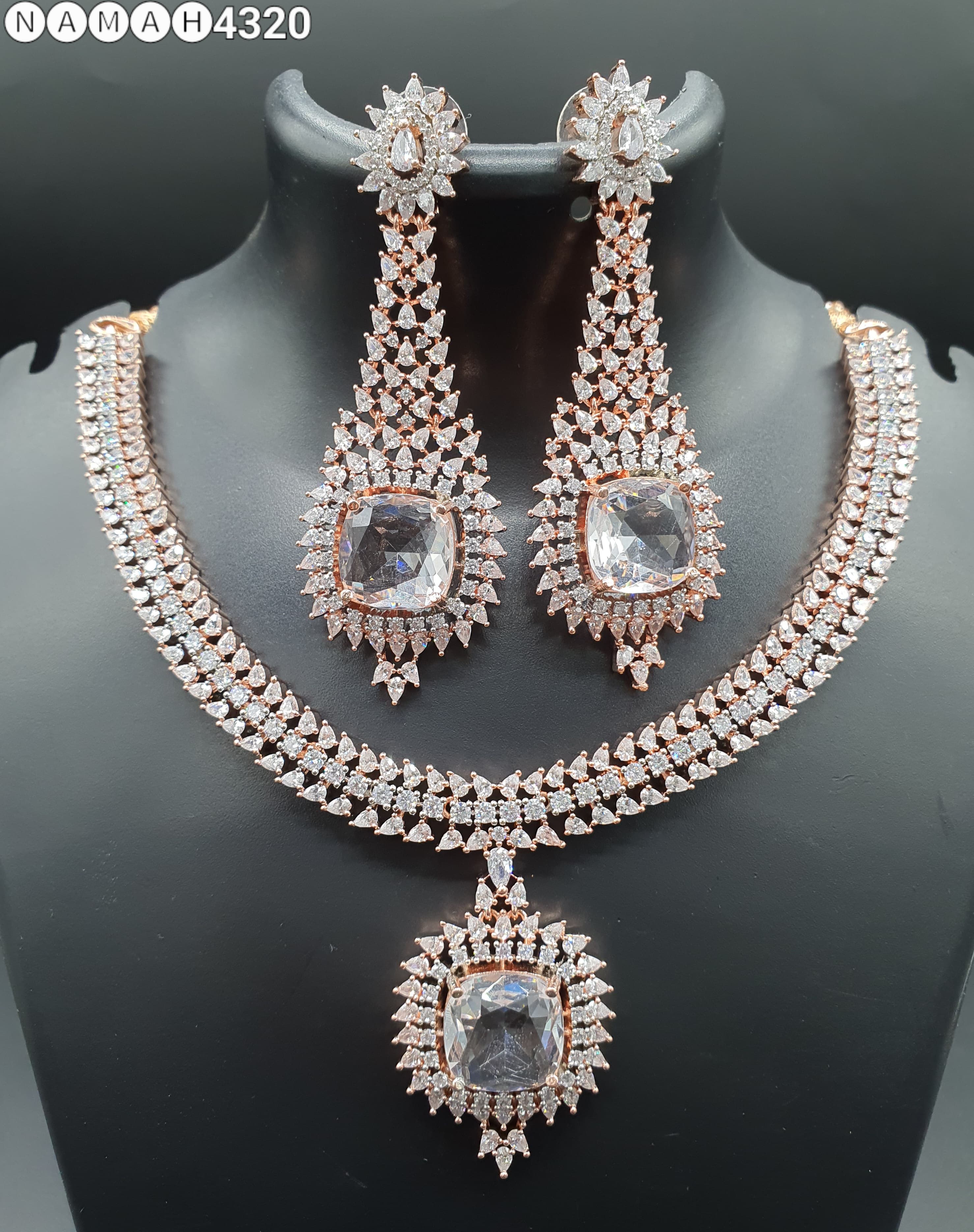 Beautiful American Diamond Padmavat Jewellery Antique Necklace Set with Earrings
