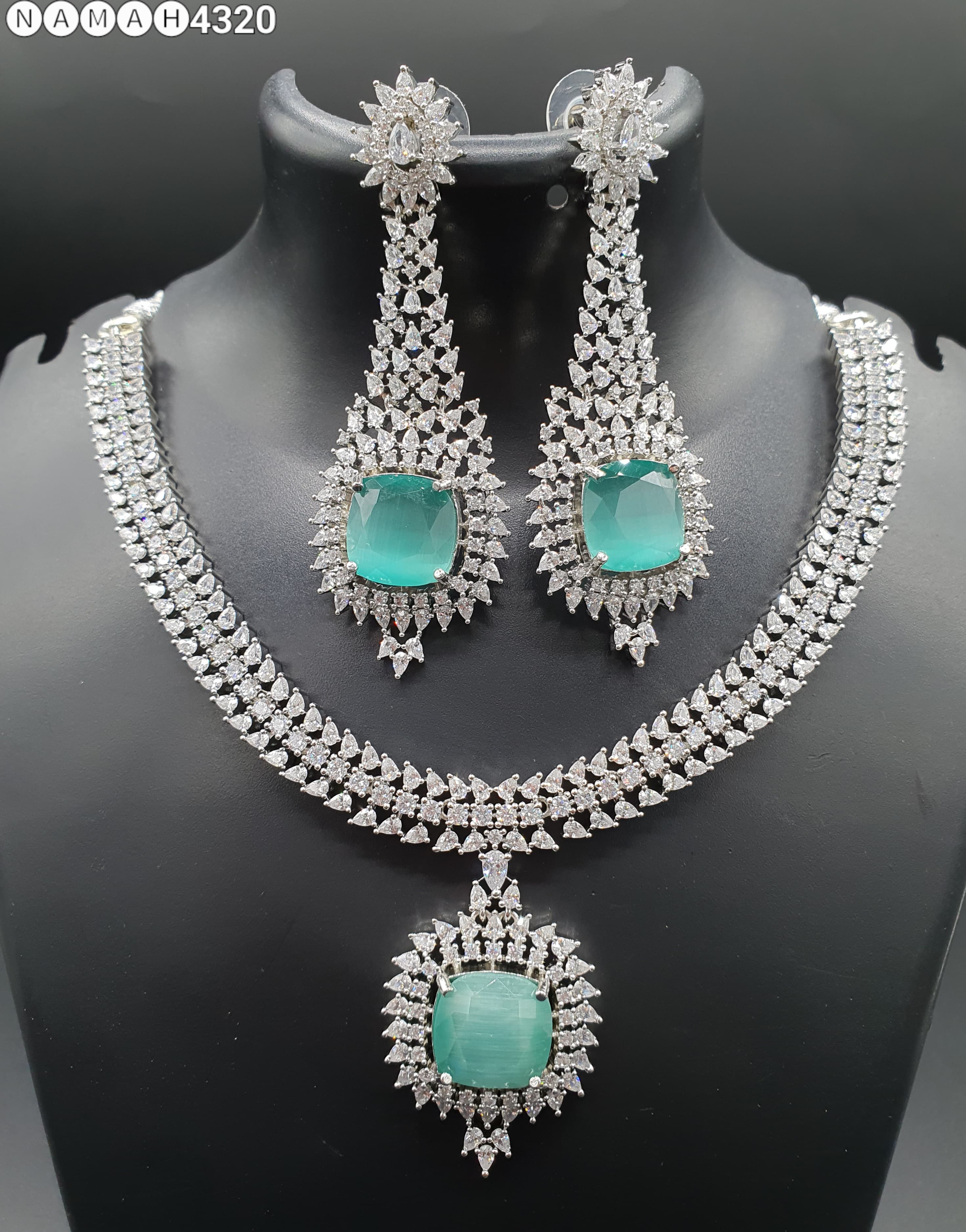 Beautiful American Diamond Padmavat Jewellery Antique Necklace Set with Earrings