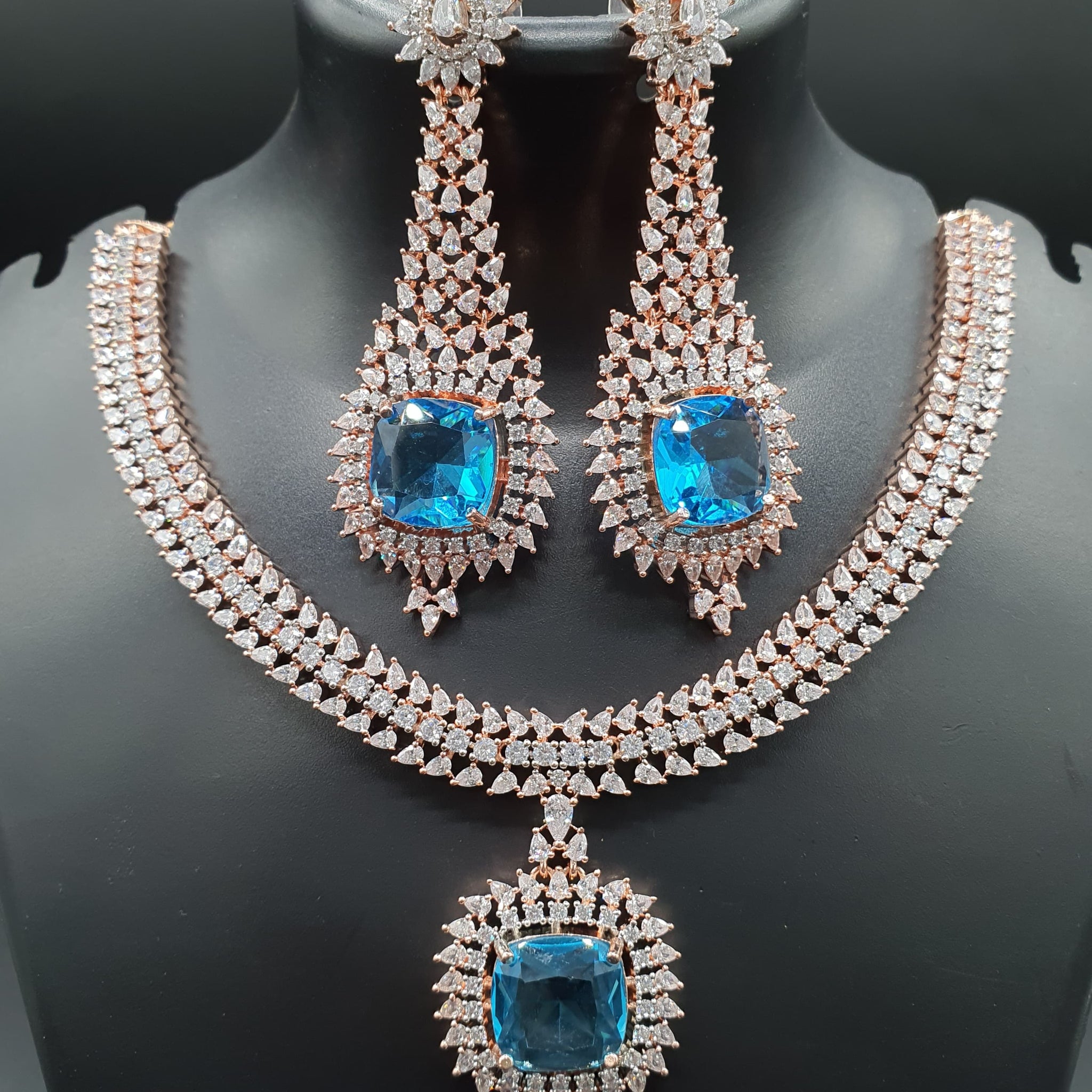 Beautiful American Diamond Padmavat Jewellery Antique Necklace Set with Earrings