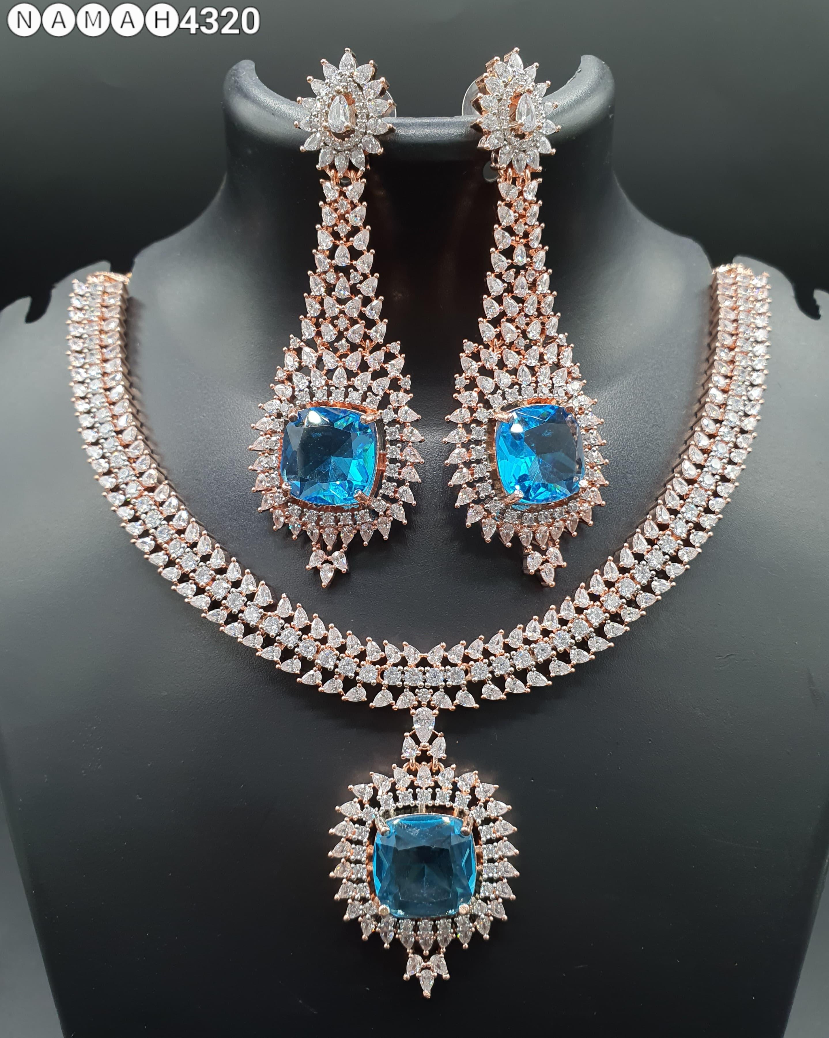 Beautiful American Diamond Padmavat Jewellery Antique Necklace Set with Earrings