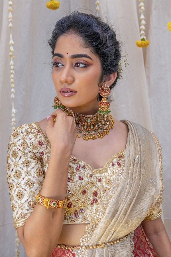 Beautiful Designer Super Half & Half Copper Lehanga Saree