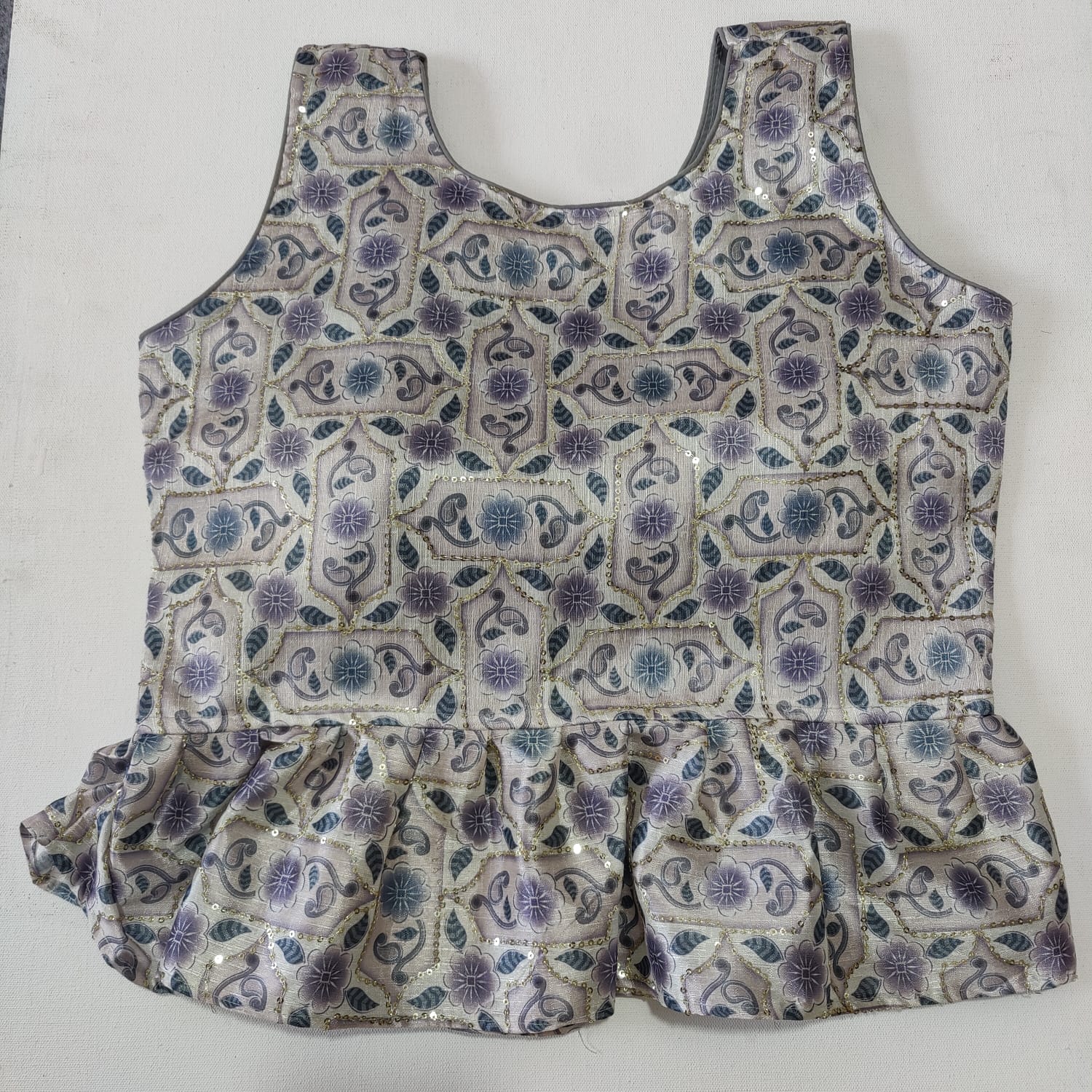 Party Wear Crop Top In Position Print Blouse