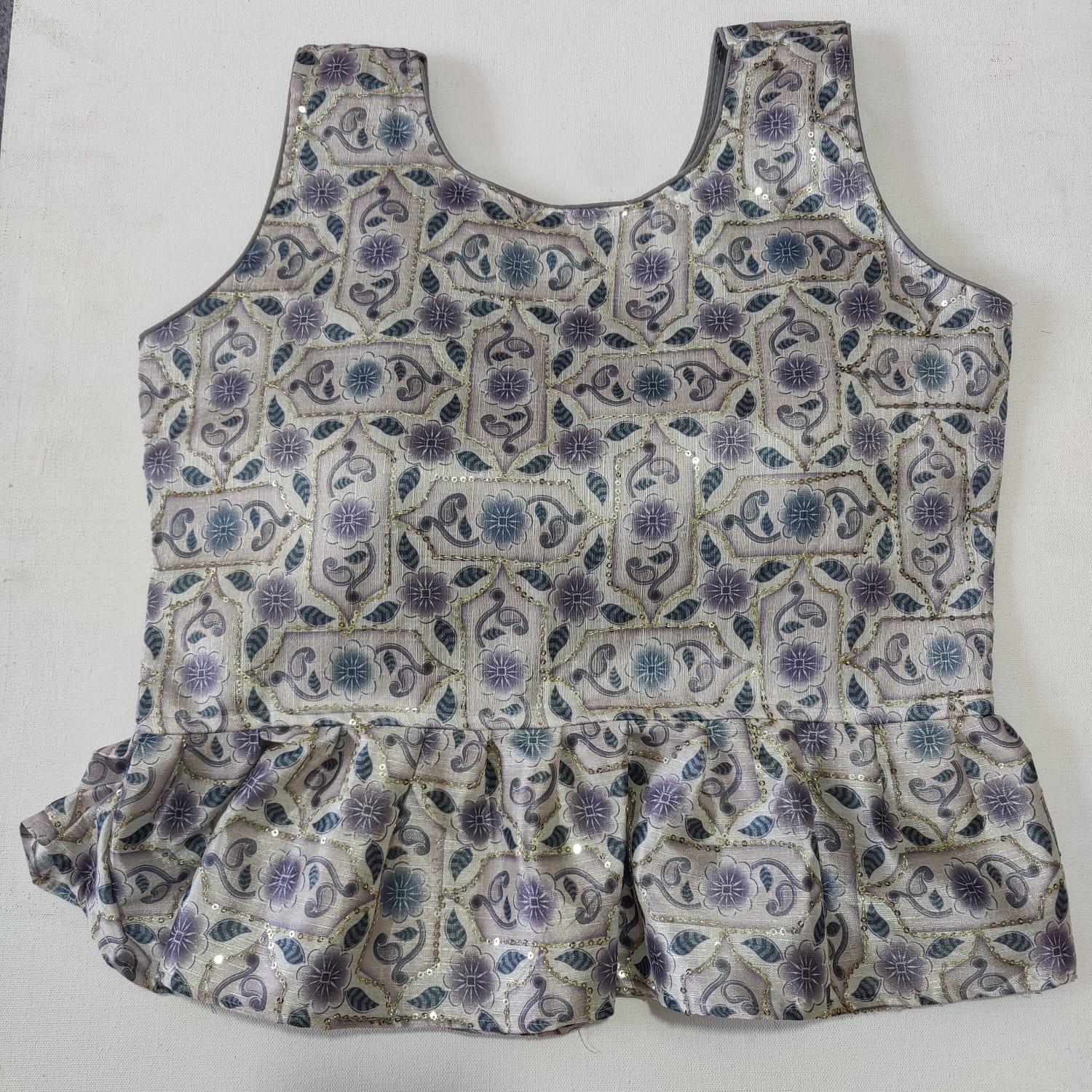 Party Wear Crop Top In Position Print Blouse
