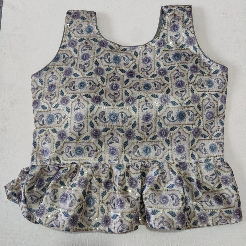 Party Wear Crop Top In Position Print Blouse