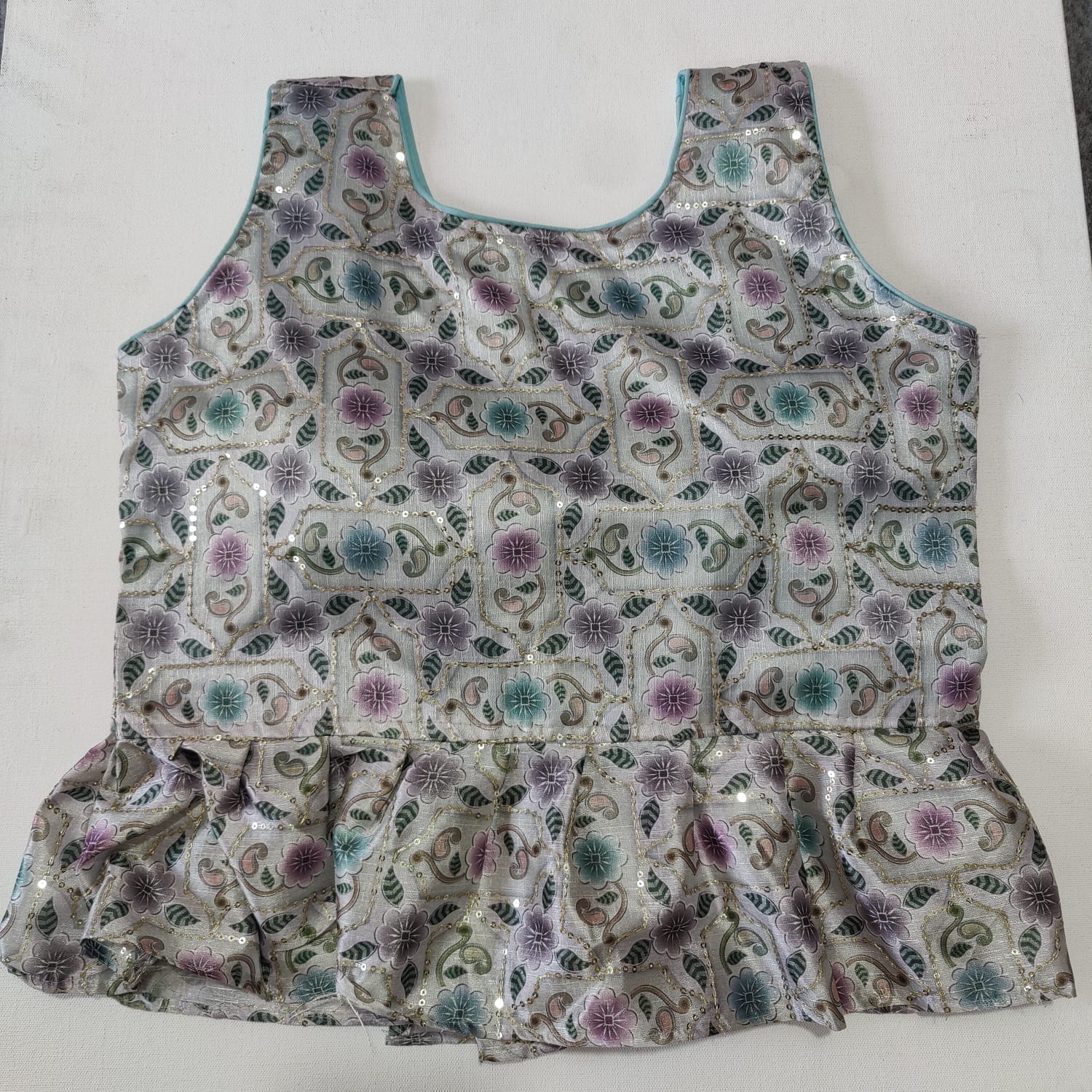 Party Wear Crop Top In Position Print Blouse