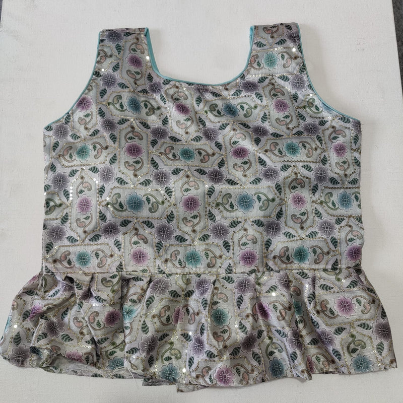 Party Wear Crop Top In Position Print Blouse