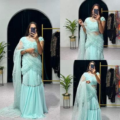 Beautiful Designer Faux Georgette Lehenga Saree