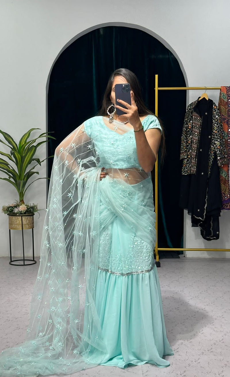 Beautiful Designer Faux Georgette Lehenga Saree