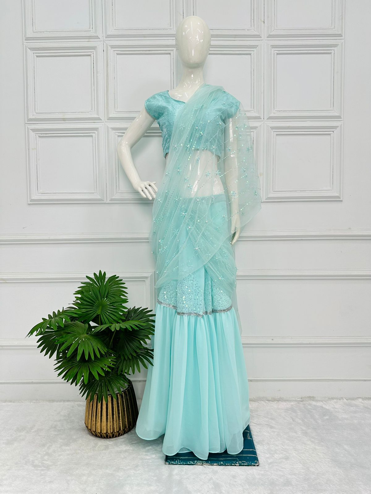 Beautiful Designer Faux Georgette Lehenga Saree