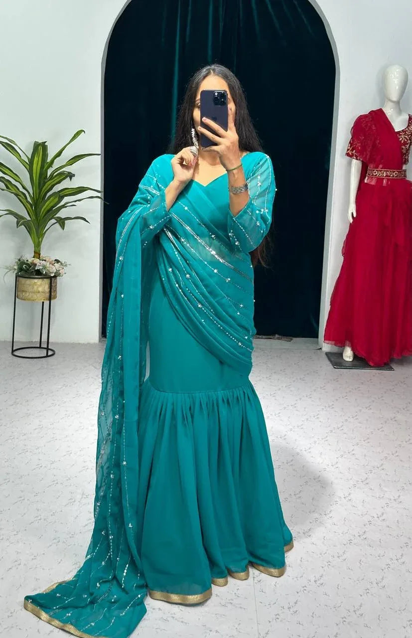 Beautiful Designer Faux Georgette Lehenga Saree