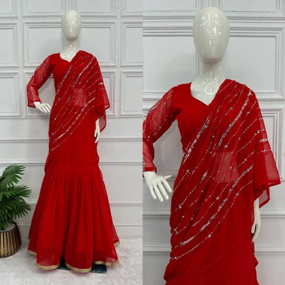 Beautiful Designer Faux Georgette Lehenga Saree