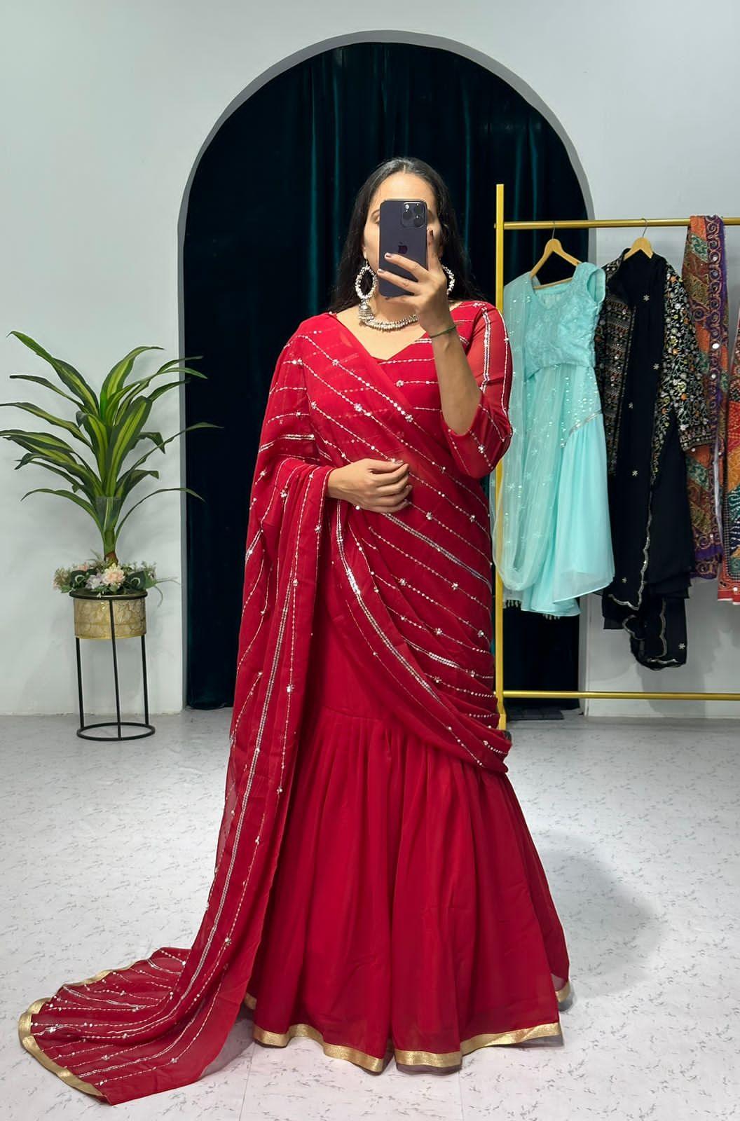 Beautiful Designer Faux Georgette Lehenga Saree