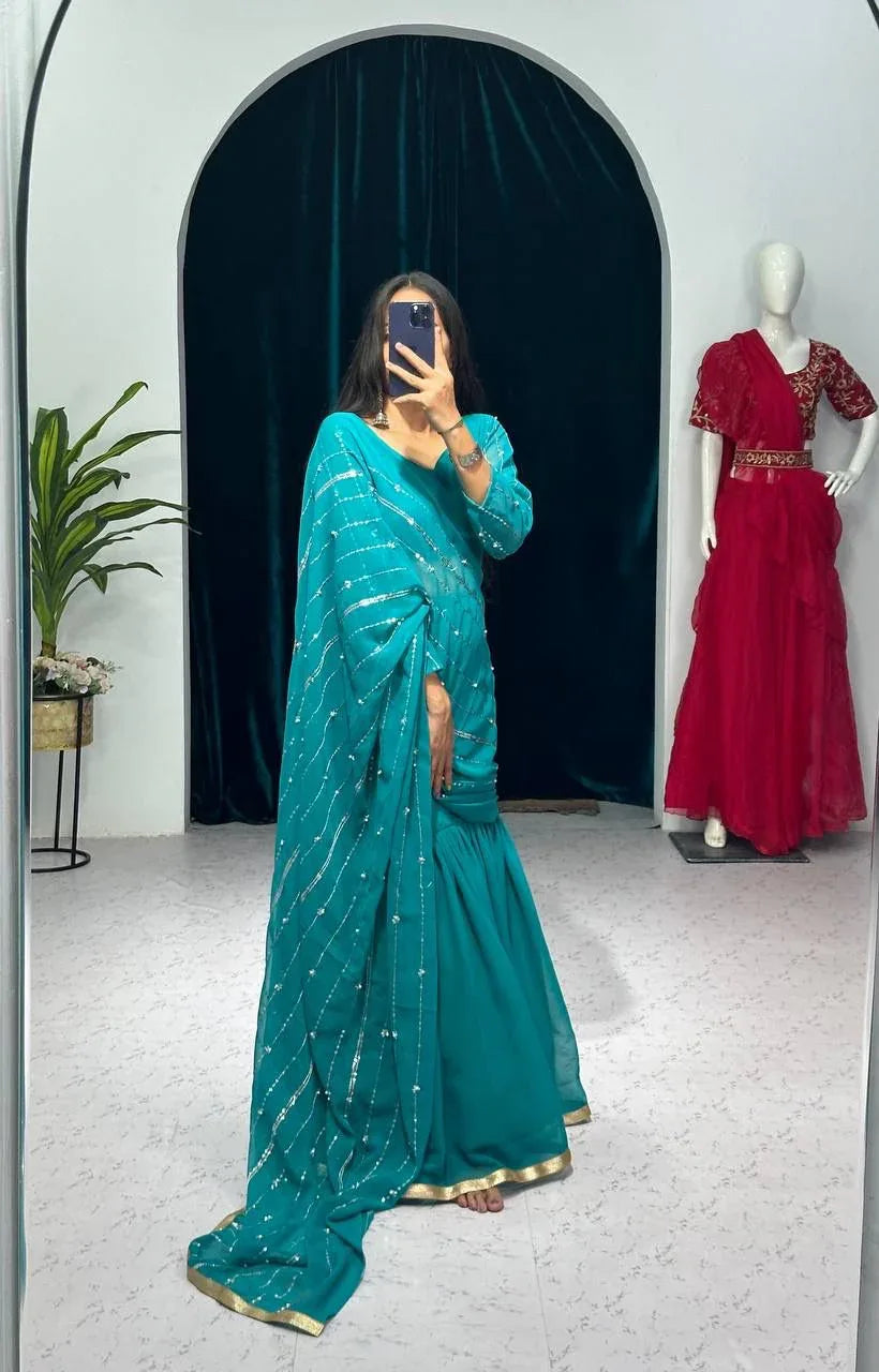 Beautiful Designer Faux Georgette Lehenga Saree