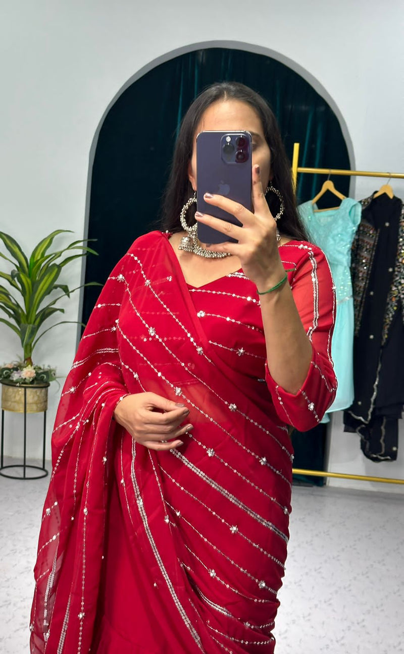 Beautiful Designer Faux Georgette Lehenga Saree