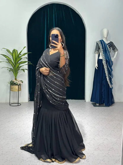 Beautiful Designer Faux Georgette Lehenga Saree