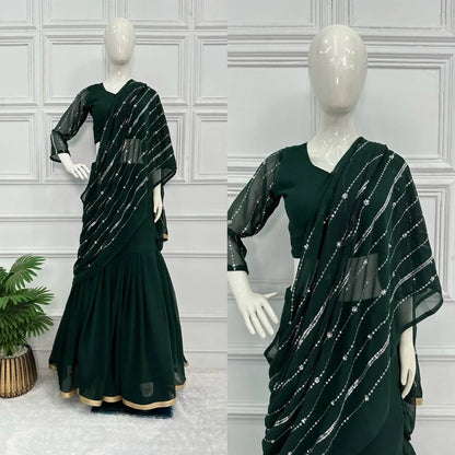 Beautiful Designer Faux Georgette Lehenga Saree