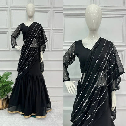 Beautiful Designer Faux Georgette Lehenga Saree