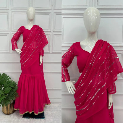 Beautiful Designer Faux Georgette Lehenga Saree