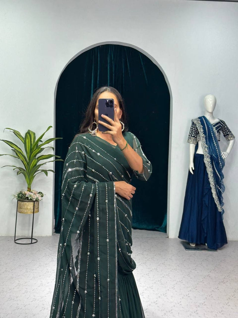 Beautiful Designer Faux Georgette Lehenga Saree