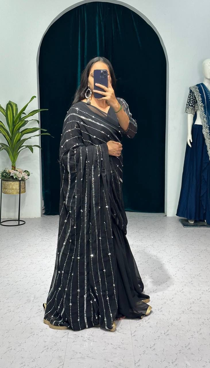 Beautiful Designer Faux Georgette Lehenga Saree