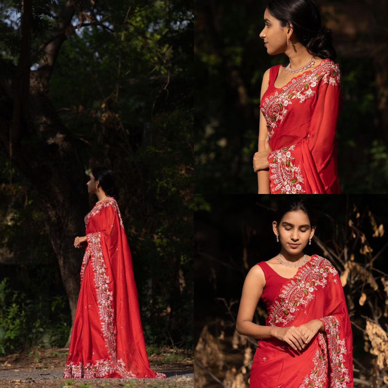 Beautiful Designer Soft Georgette Sequenc Saree