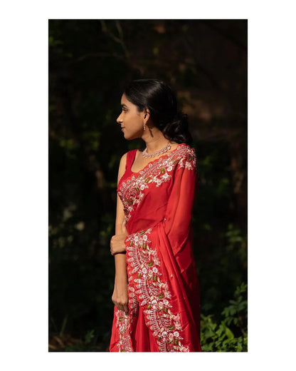 Beautiful Designer Soft Georgette Sequenc Saree
