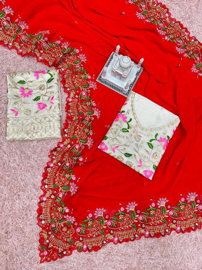 Beautiful Designer Soft Georgette Sequenc Saree