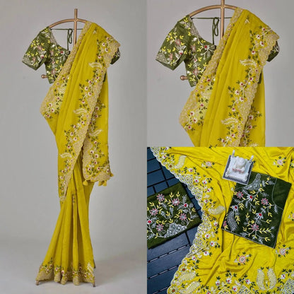 Beautiful Designer Soft Cotton Thread Sequenc Saree