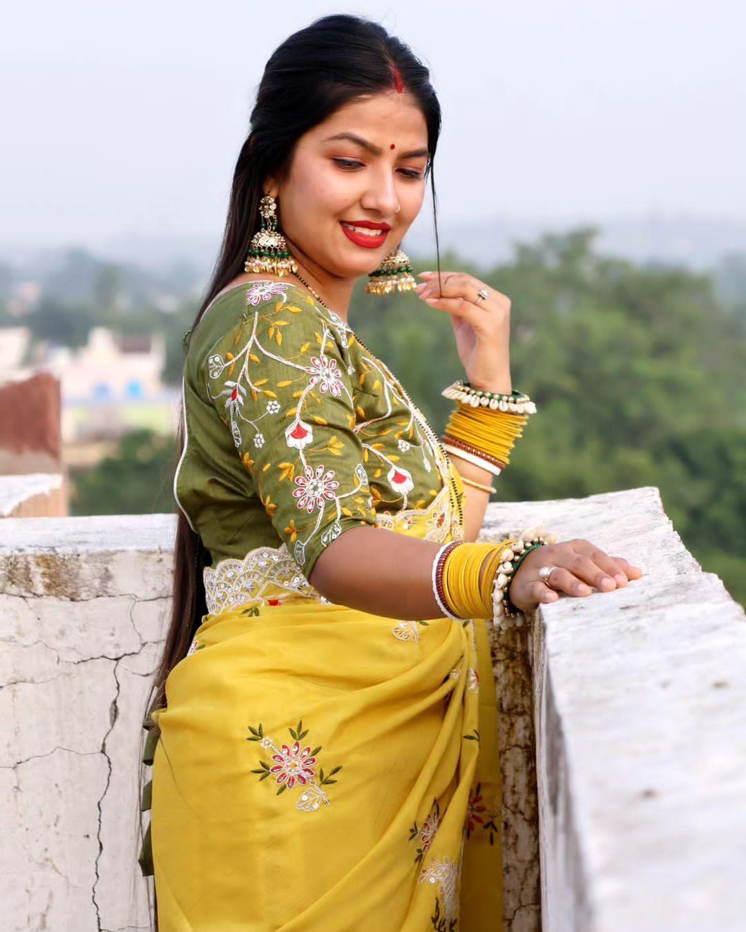 Beautiful Designer Soft Cotton Thread Sequenc Saree