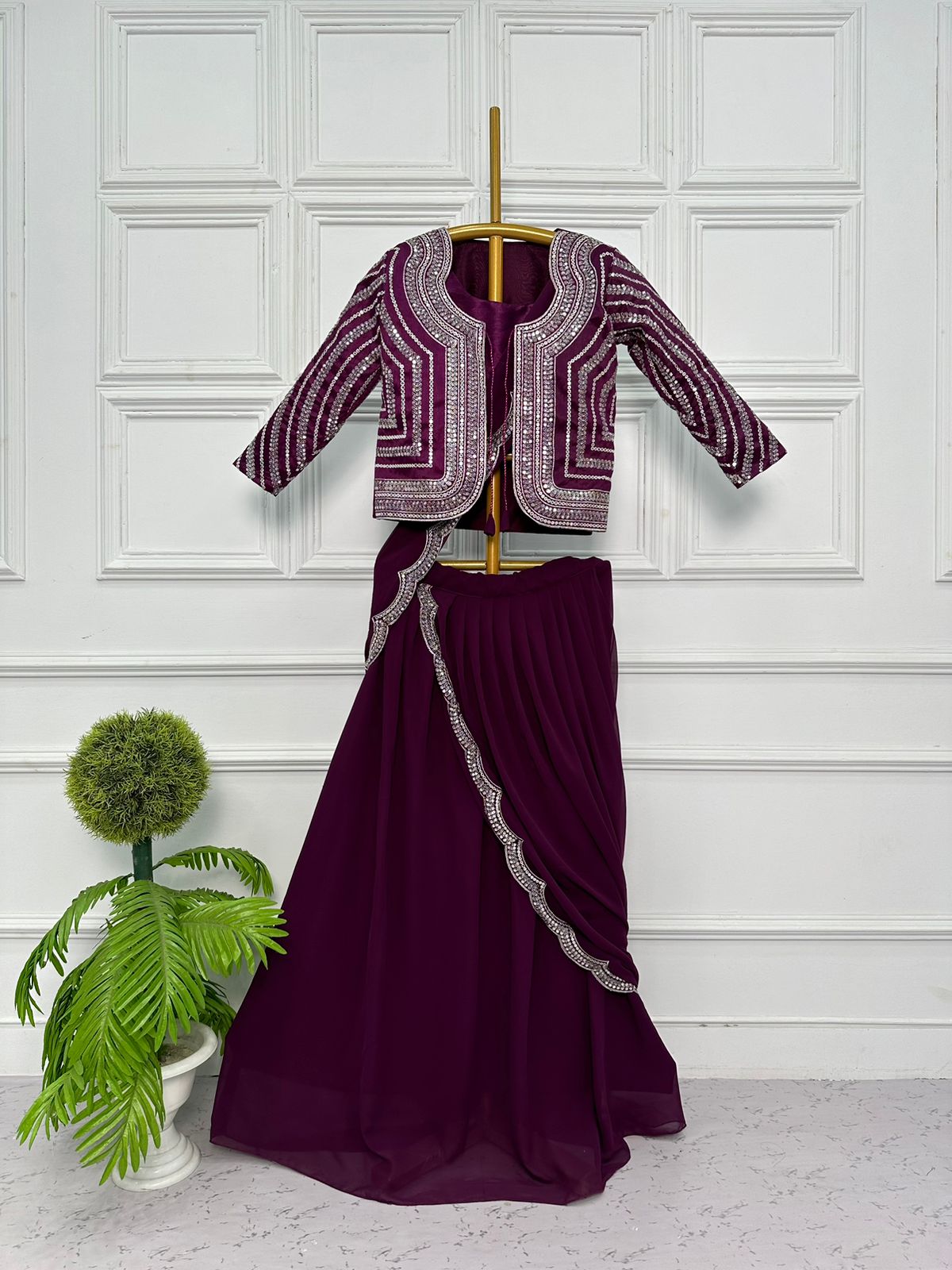 Special Designer Lehenga Saree With Koti & Blouse