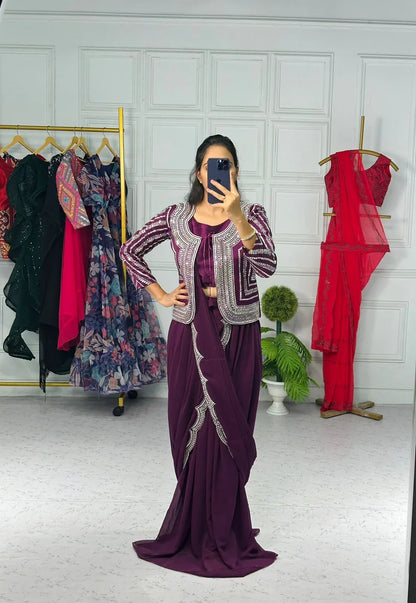 Special Designer Lehenga Saree With Koti &amp; Blouse