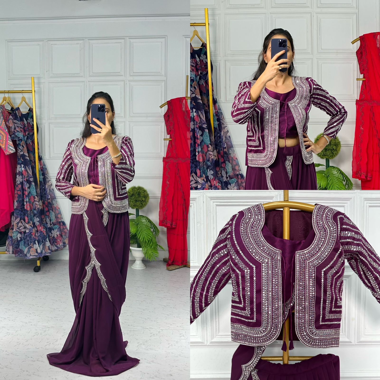 Special Designer Lehenga Saree With Koti & Blouse