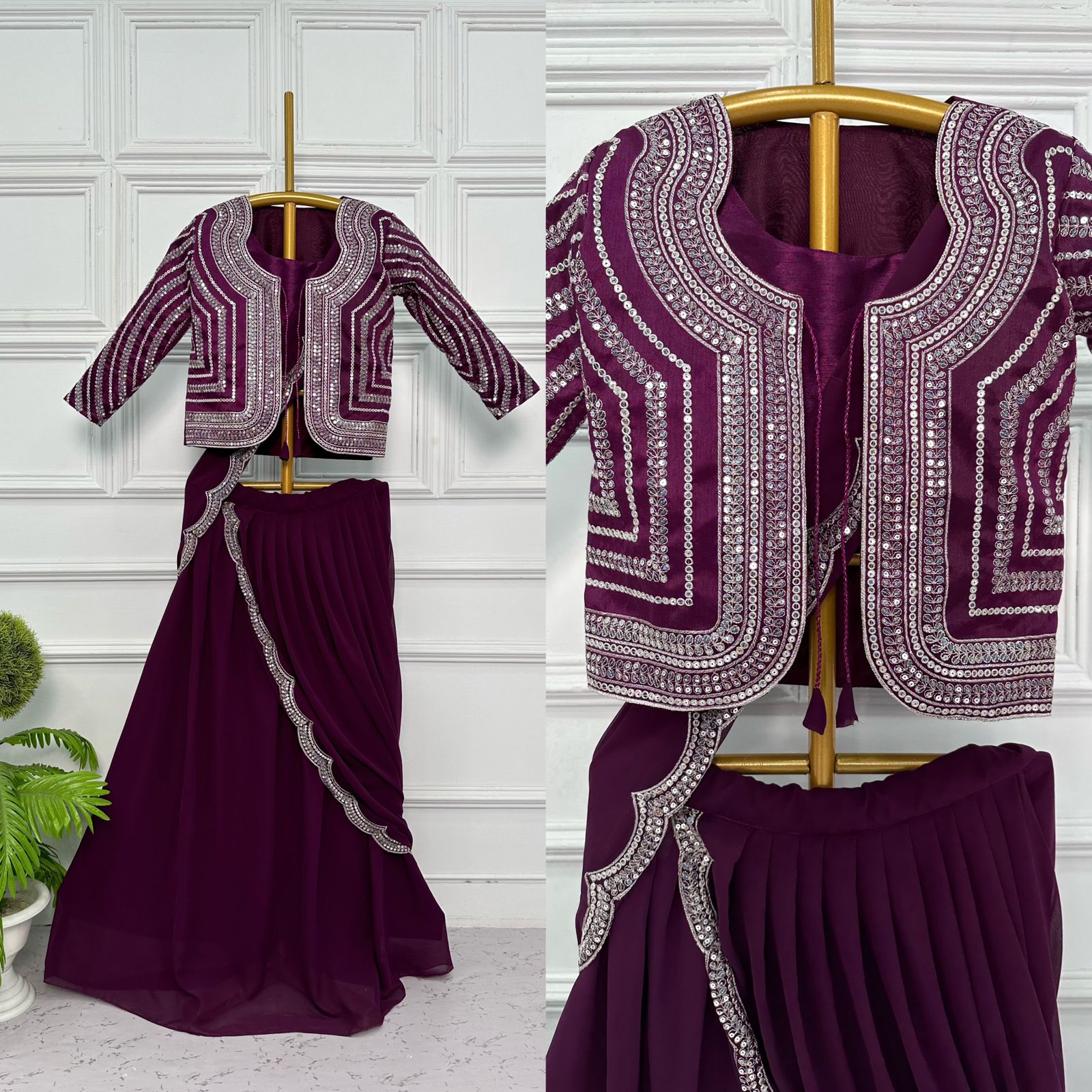 Special Designer Lehenga Saree With Koti & Blouse