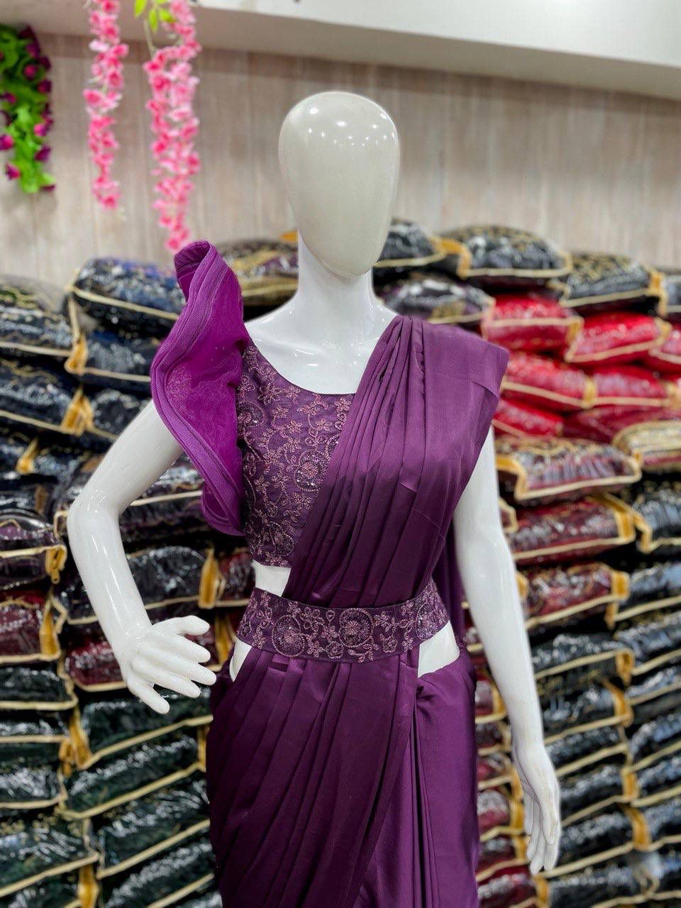 Bollywood Trending Satin With Coding & Sequins Blouse