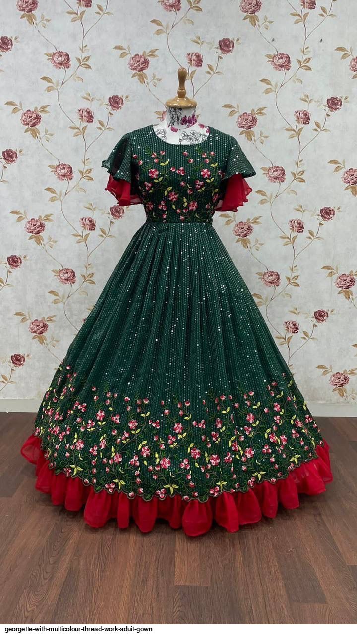 Beautiful Designer Kid's multicolour Sequence Gwon