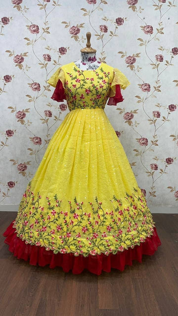 Beautiful Designer Kid's multicolour Sequence Gwon