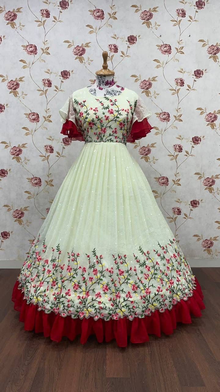 Beautiful Designer Kid's multicolour Sequence Gwon