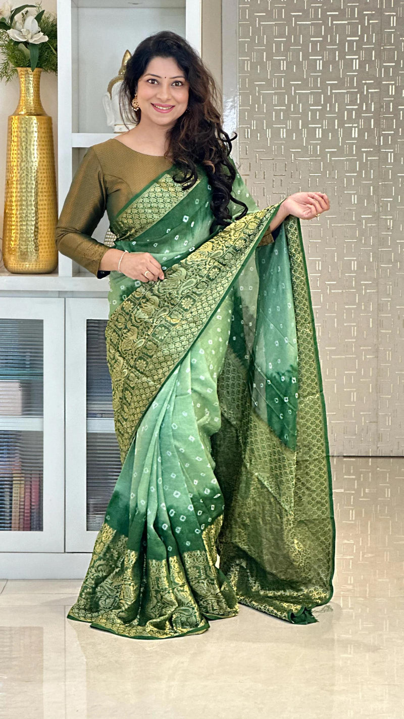 Beautiful Designer Kanjivaram Bandhani Saree