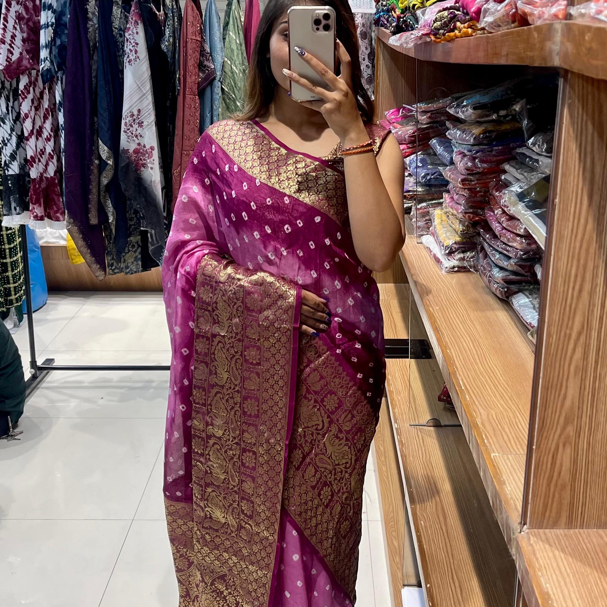 Beautiful Designer Kanjivaram Bandhani Saree